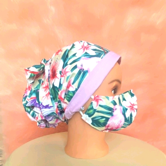 Reversible Scrub Cap and Mask - Picture 2 of 5